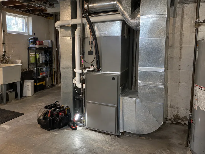 Service illustration of a residential heating and cooling system